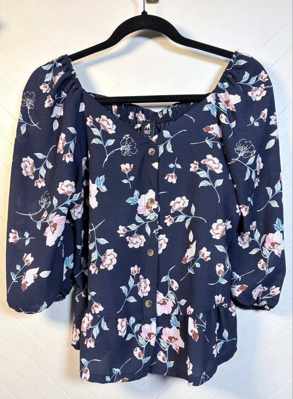 Romantic Cuidado Con el Perro Floral Cottagecore Coqutte Blouse Women's Size L